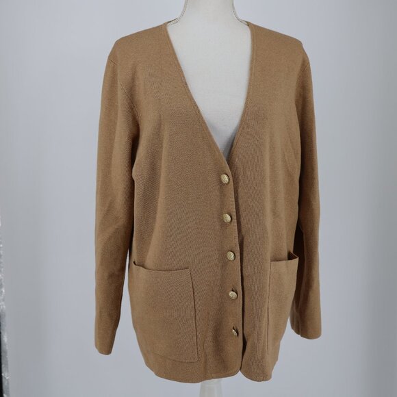 J.Crew Giselle Women’s Camel Cardigan Sweater Size M Merino Wool Cotton Blend - Picture 3 of 12